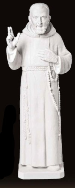 Padre Pio Carrara Marble Sculpture 39.5"